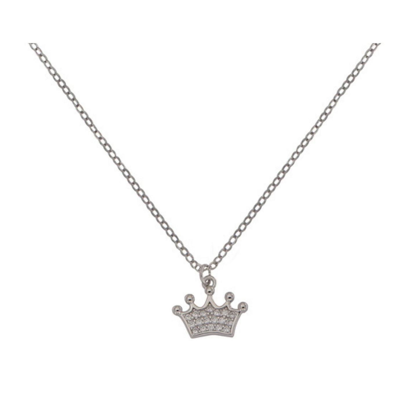 Gargantilla con Colgante Corona en plata con circonitas de color blanco