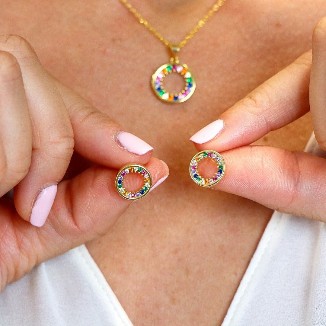 Jewelry earrings in sterling silver and 18K gold plated and Swarovski inlays