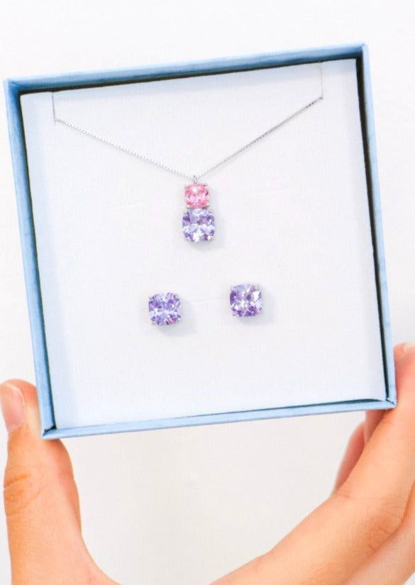 Pendientes en Plata y Circonita Natural de Color