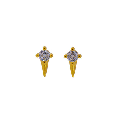 Pressure Earrings with Tip in silver and gold plated silver, decorated with white zirconia