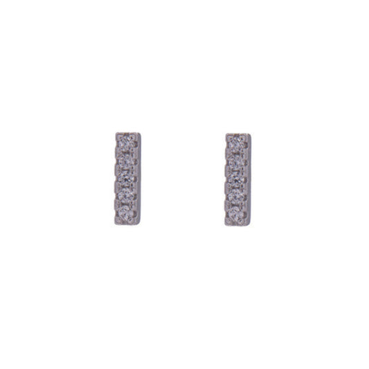 Stud earrings in silver and gold plated silver, decorated with small white zircons