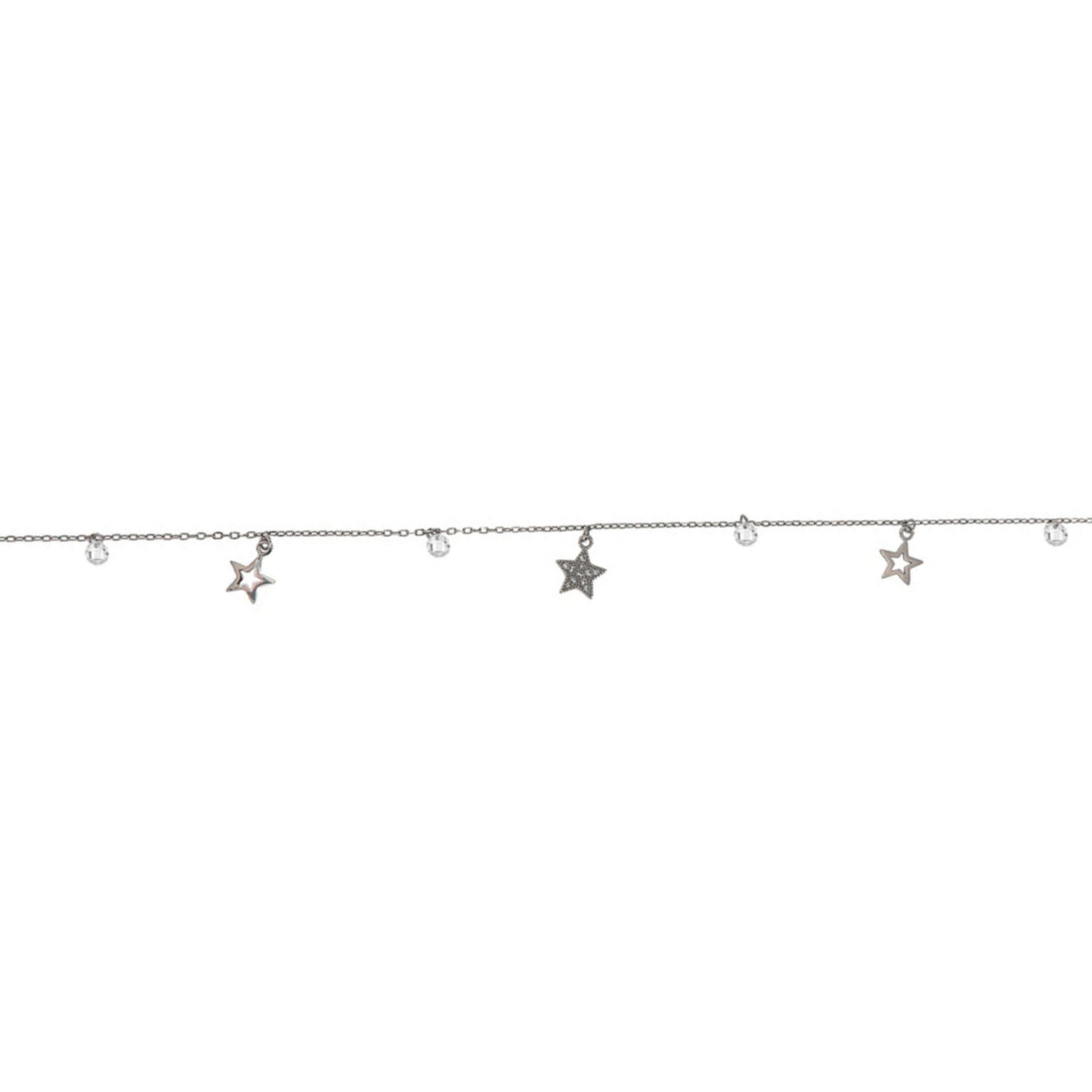 Star and Zirconia Anklet in Silver