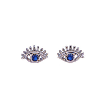 Eyes Pressure Earrings in silver and gold plated silver, decorated with small blue zircons