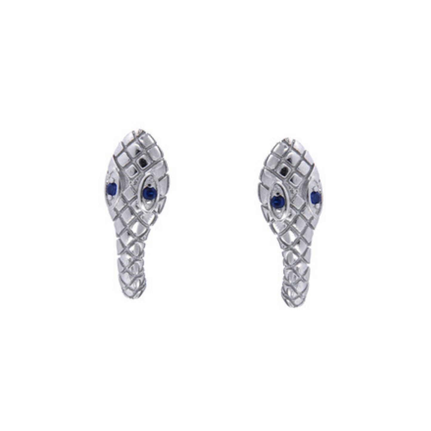 Snake Stud Earrings with Shine in Silver