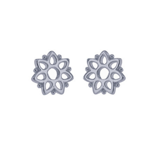 Silver flower petal pressure earrings