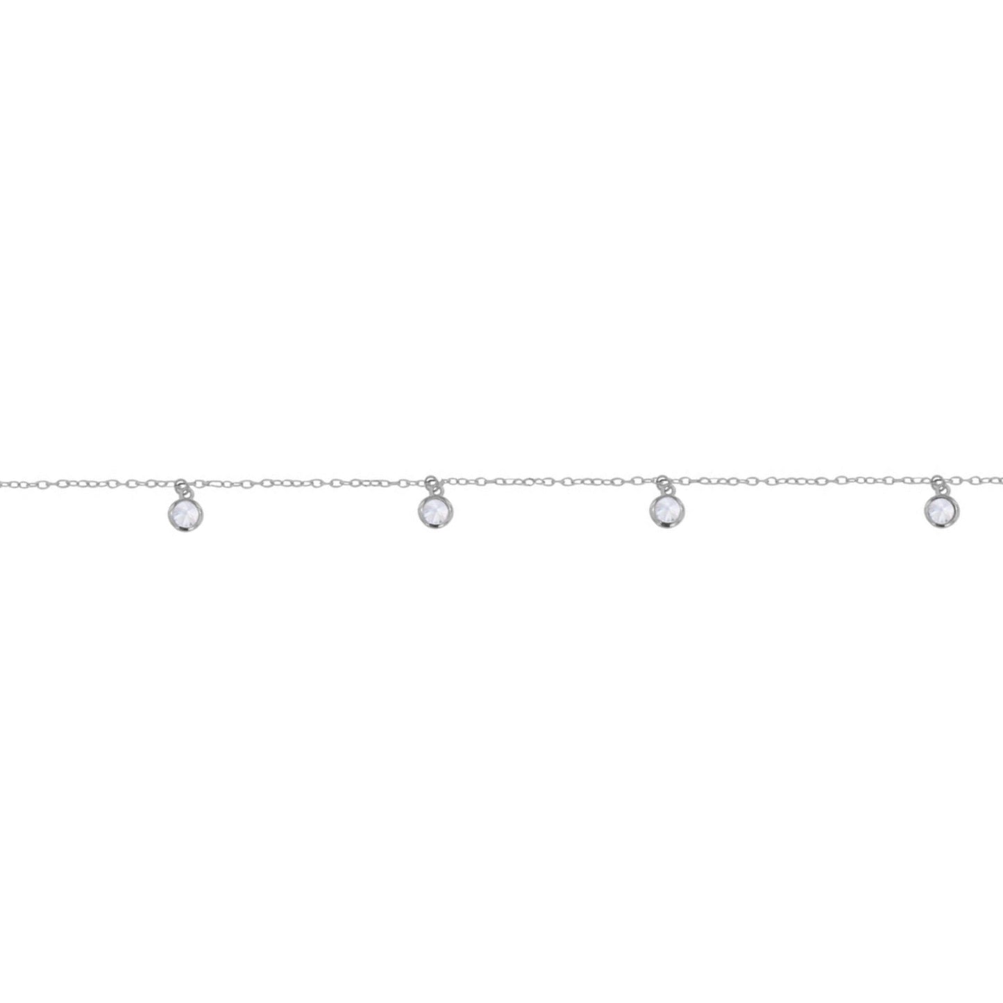 Silver Circles Anklet with White Zirconia