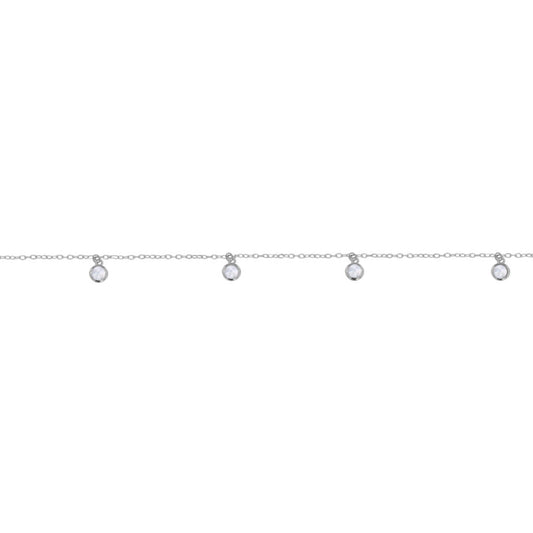 Silver Circles Anklet with White Zirconia