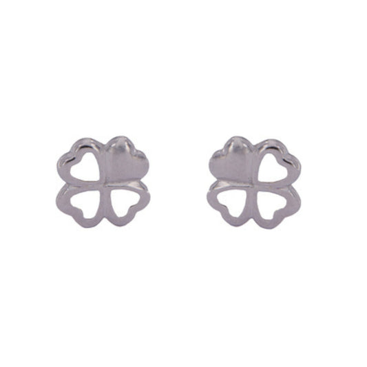 Clover Leaf Stud Earrings in Silver