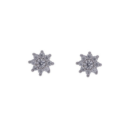 Star stud earrings in silver and gold plated silver, decorated with white zircons