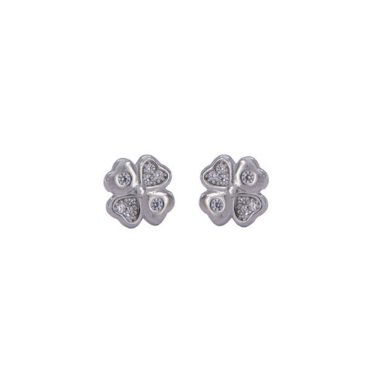 Clover Pressure Earrings in Silver