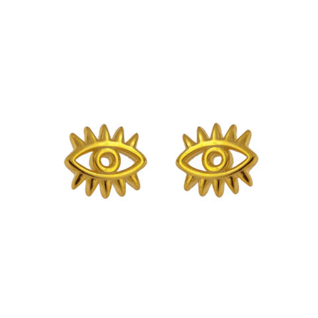 Gold plated silver eye pressure earrings