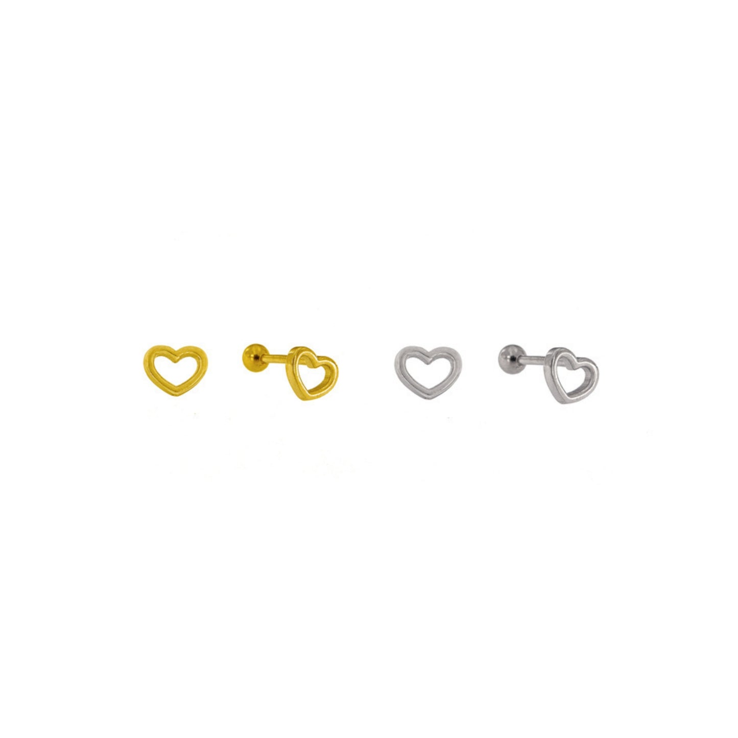 Heart piercing in silver and gold plated silver