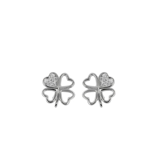 Clover Pressure Earrings in Silver