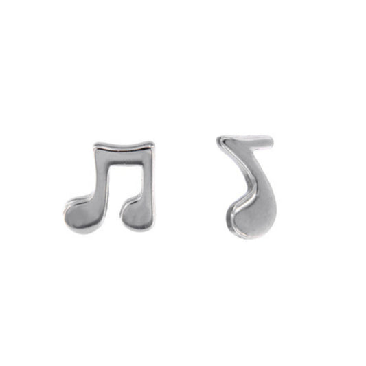 Music Notes Stud Earrings in Silver