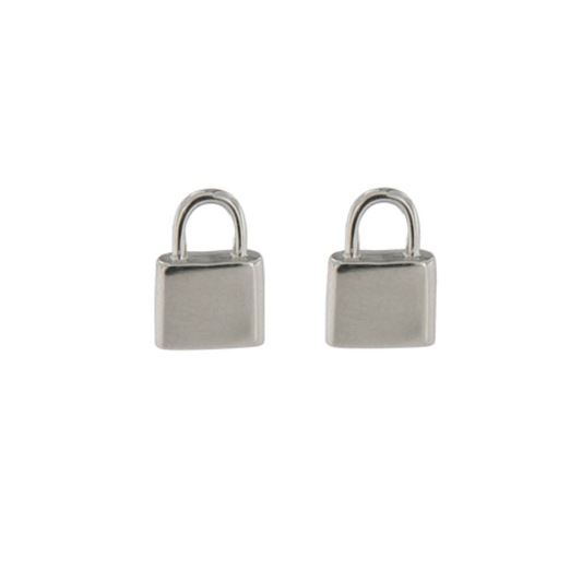 Padlock Pressure Earrings in Silver