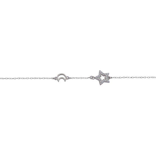 Pulsera Estrella en plata con circonitas blancas