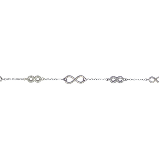 Pulsera Infinitos en plata con circonitas blancas