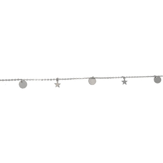 Stars and Circles Anklet in Silver