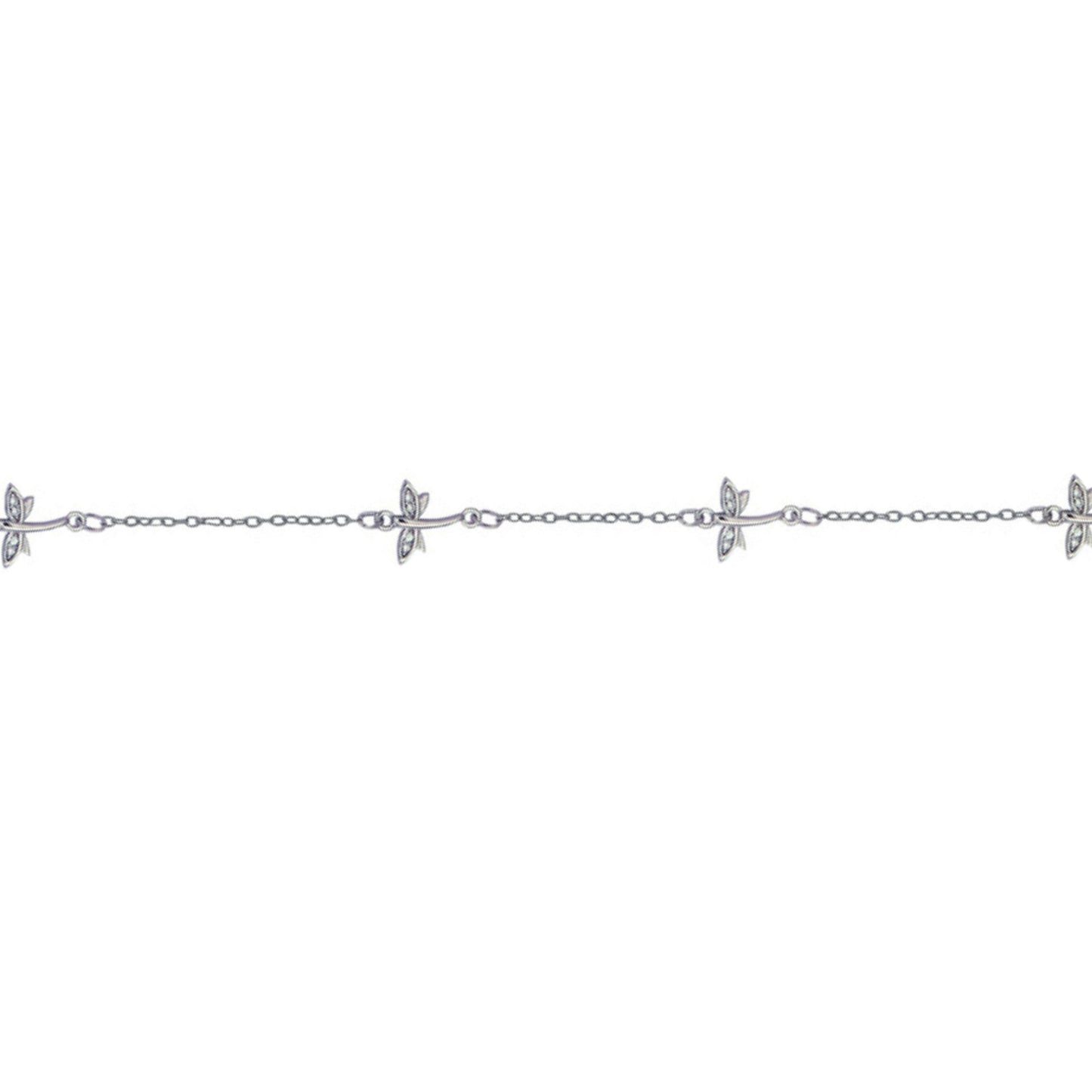 Dragonfly bracelet in silver with white zircons