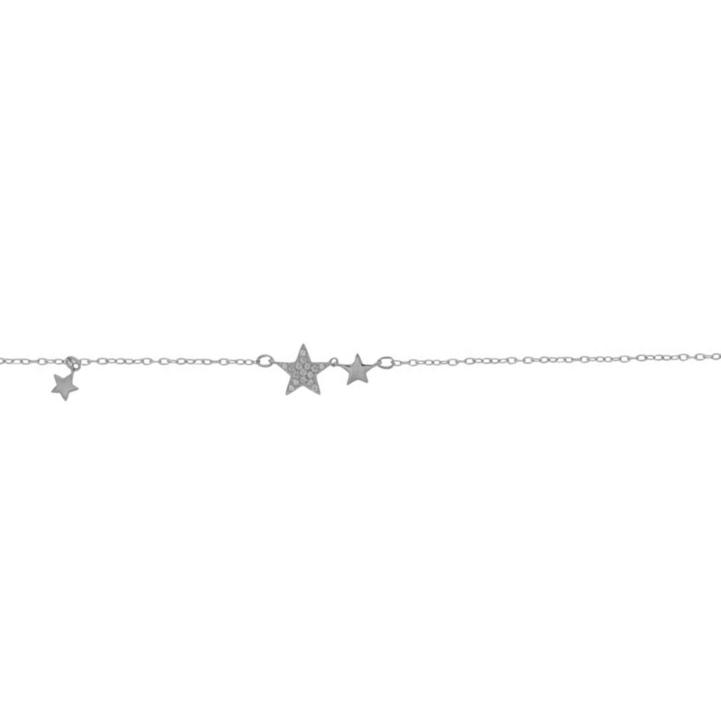 Pulsera Estrellas en plata con circonitas blancas