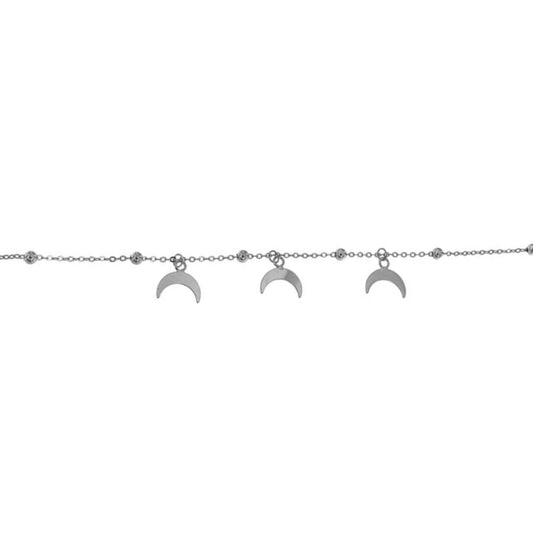 Lunas anklet in silver with white zircons