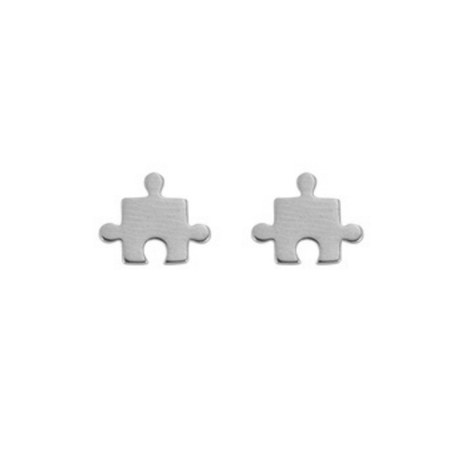 Silver Puzzle Stud Earrings