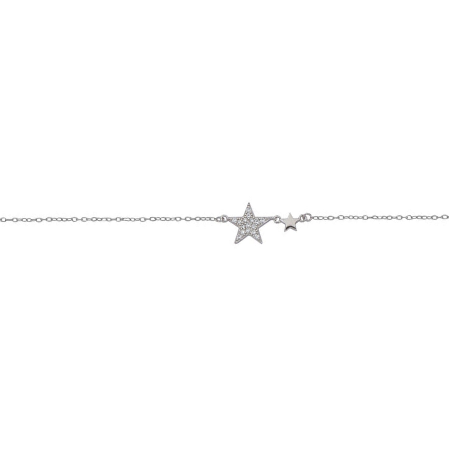 Star bracelet in silver with white zircons