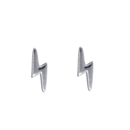 Lightning Bolt Pressure Earrings in Silver