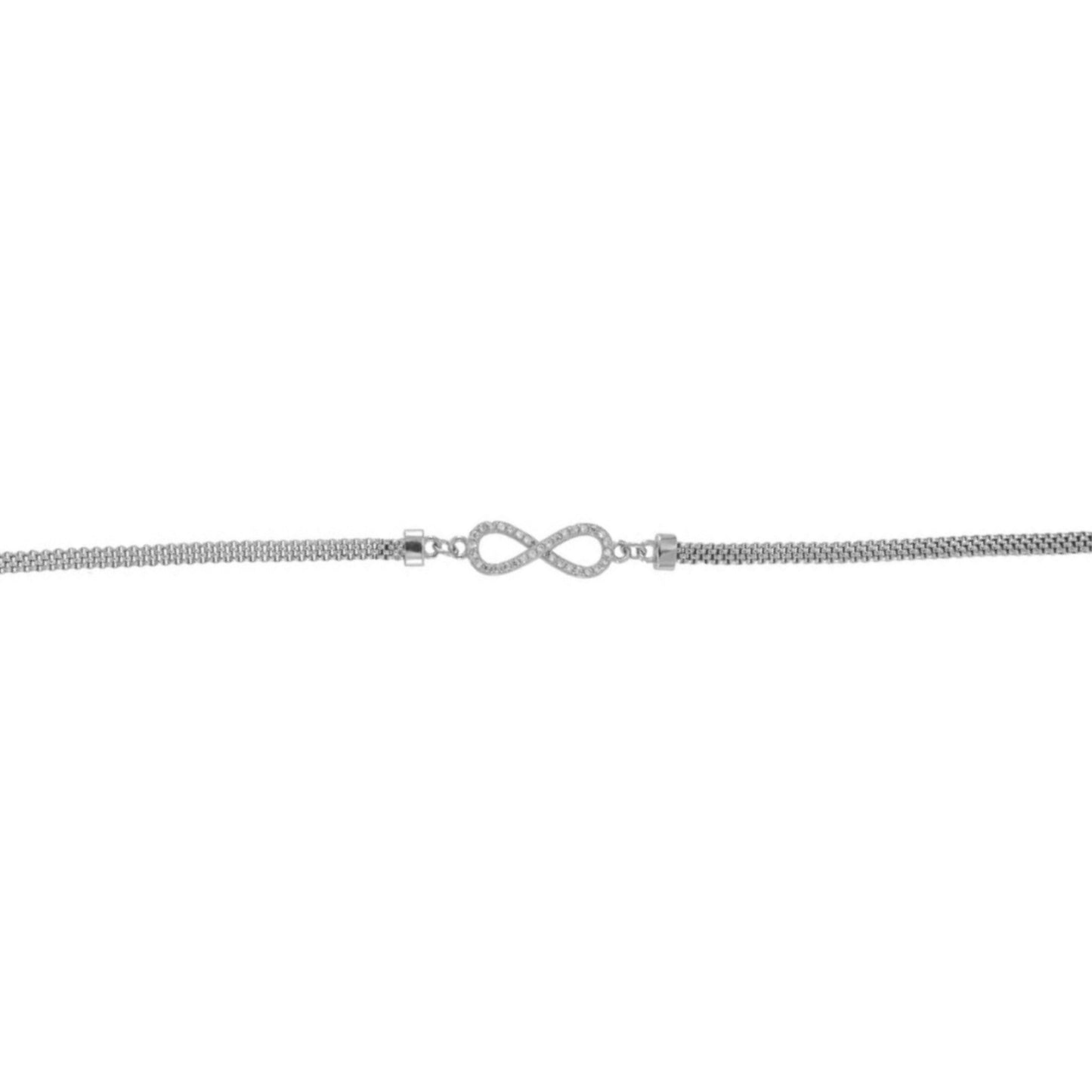 Pulsera Infinito en plata con circonitas blancas