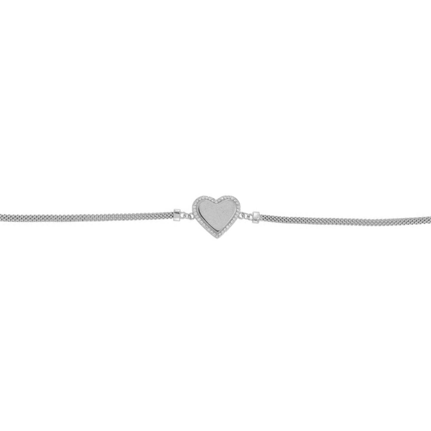 Heart bracelet in silver with white zircons