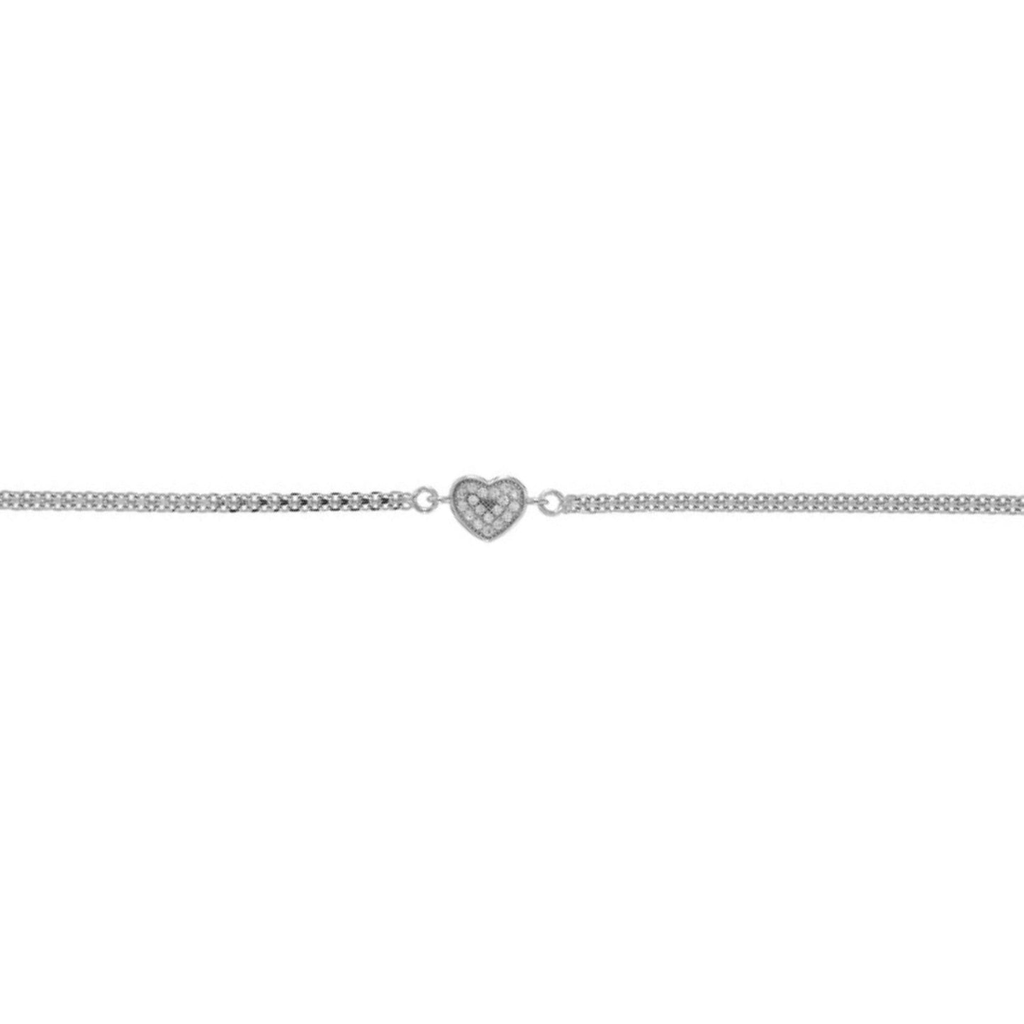 Heart bracelet in silver with white zircons