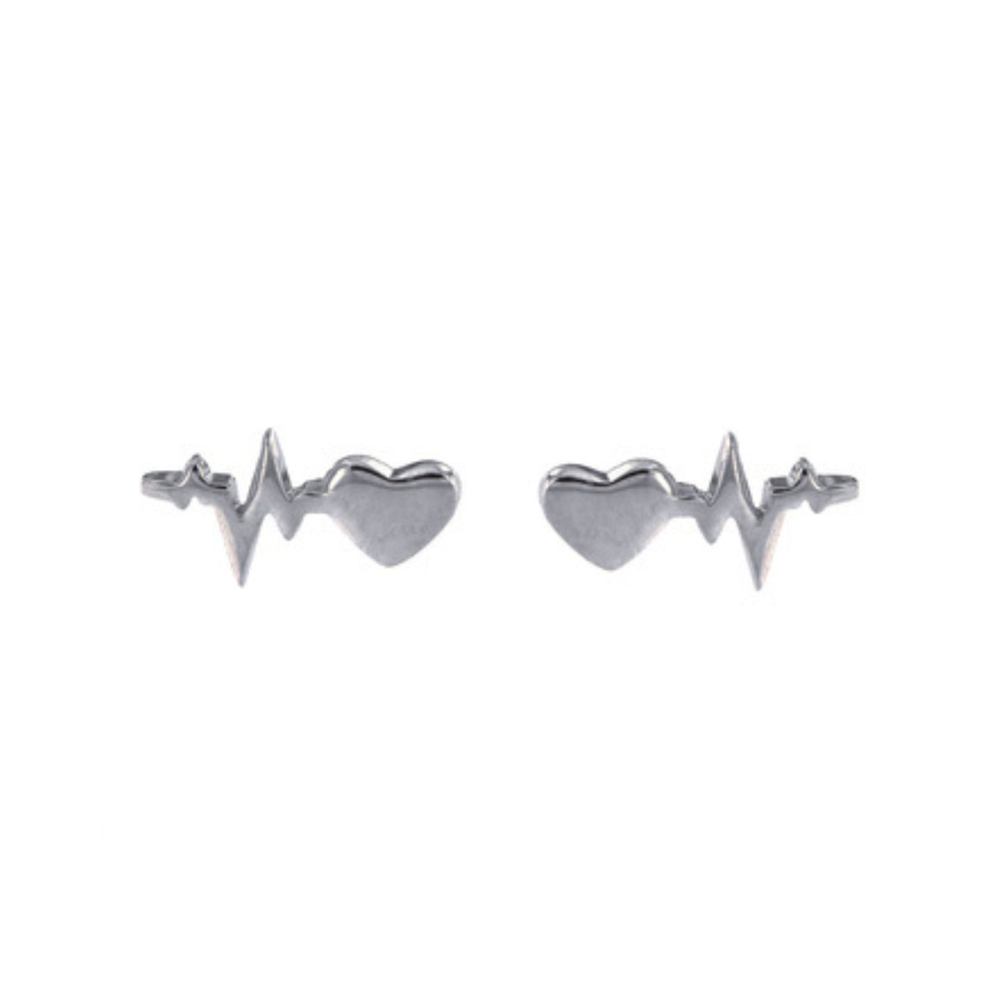 Beating Heart Stud Earrings in Silver