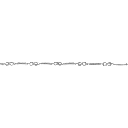 Infinity bracelet in silver with white zircons