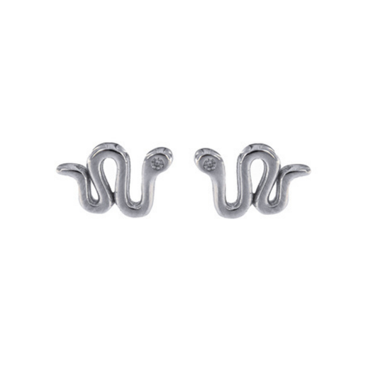 Snake Stud Earrings in Silver