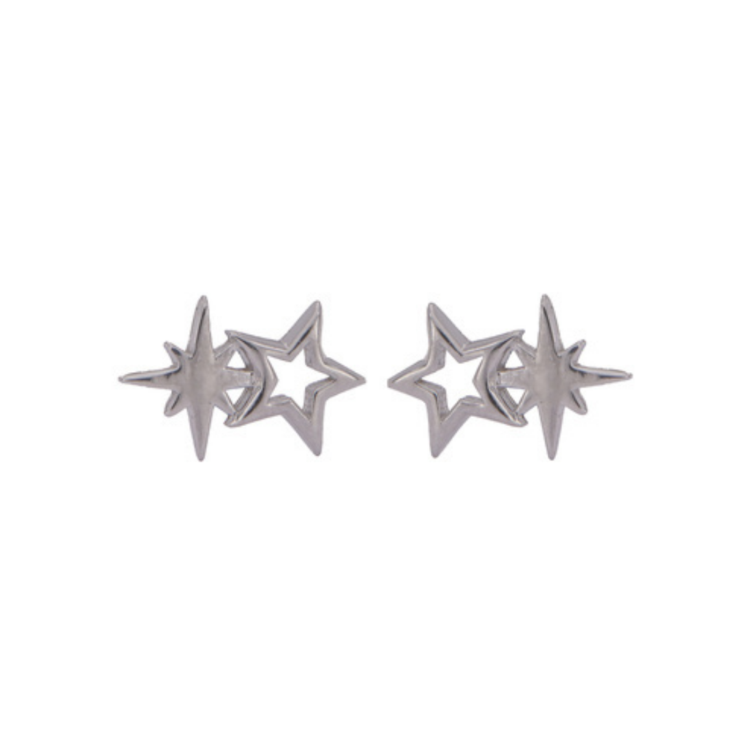 Silver star stud earrings