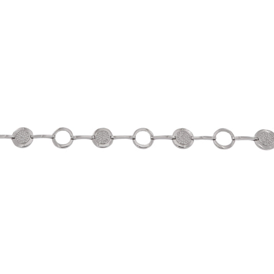 Silver bracelet with white zircons