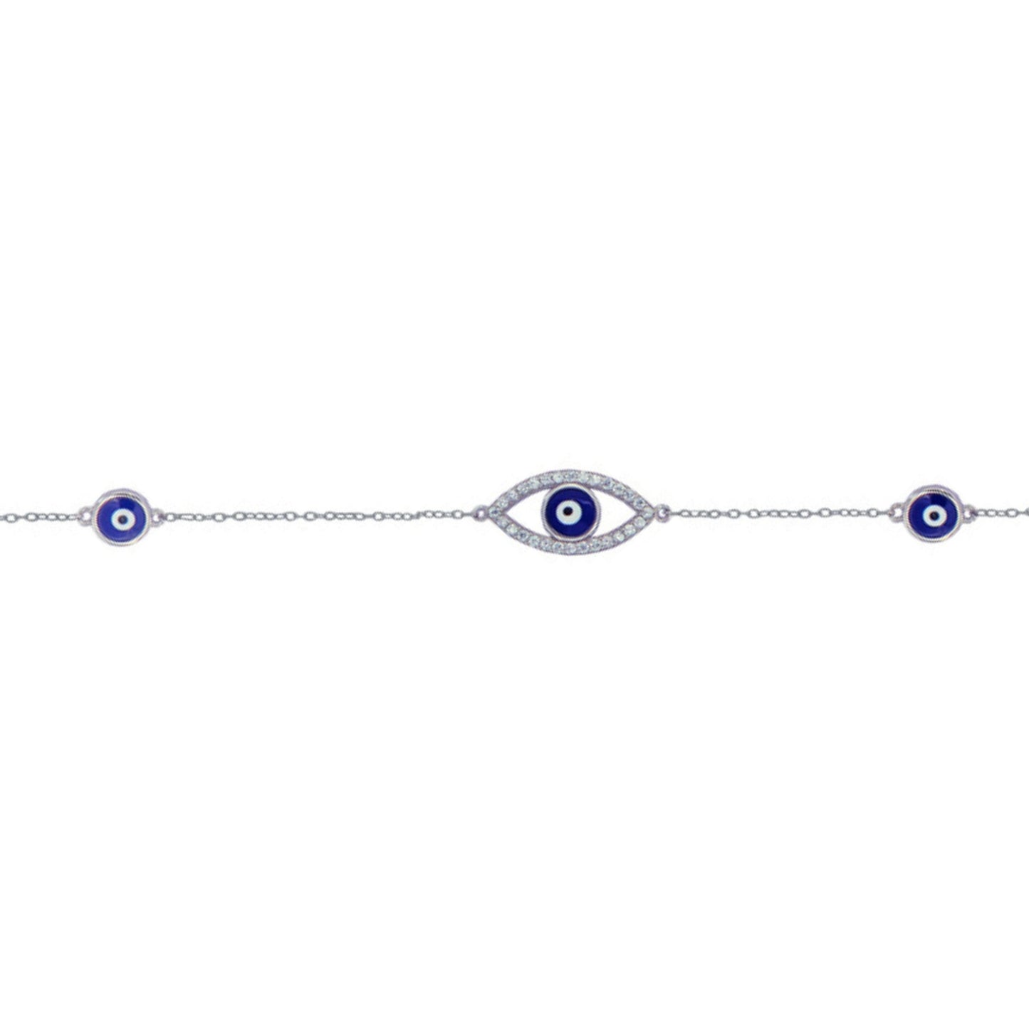 Pulsera Ojo Turco en plata con circonitas blancas