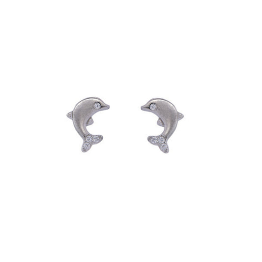 Dolphin pressure earrings in silver