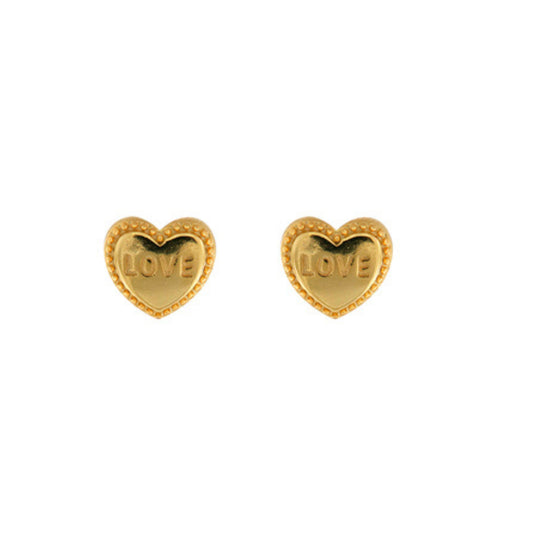 Beating Heart Stud Earrings in Silver