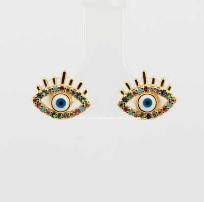 Pearl earrings, flower-shaped, adorned with white zircons