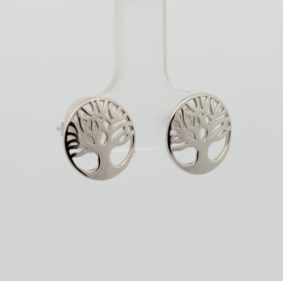 Pendientes Arból de la Vida, de presión. Plata de Ley 925 mls