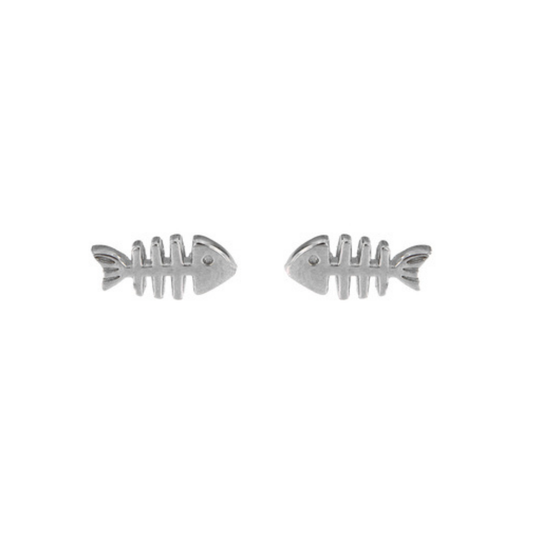 Fish Stud Earrings in Silver