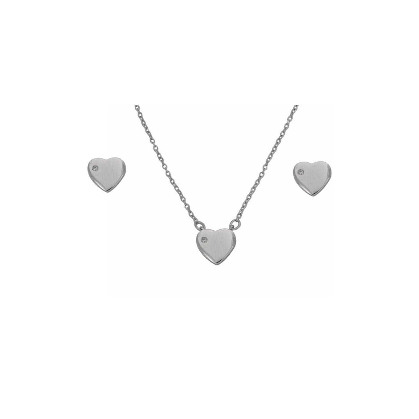 Conjunto Corazón en plata con circonitas blancas