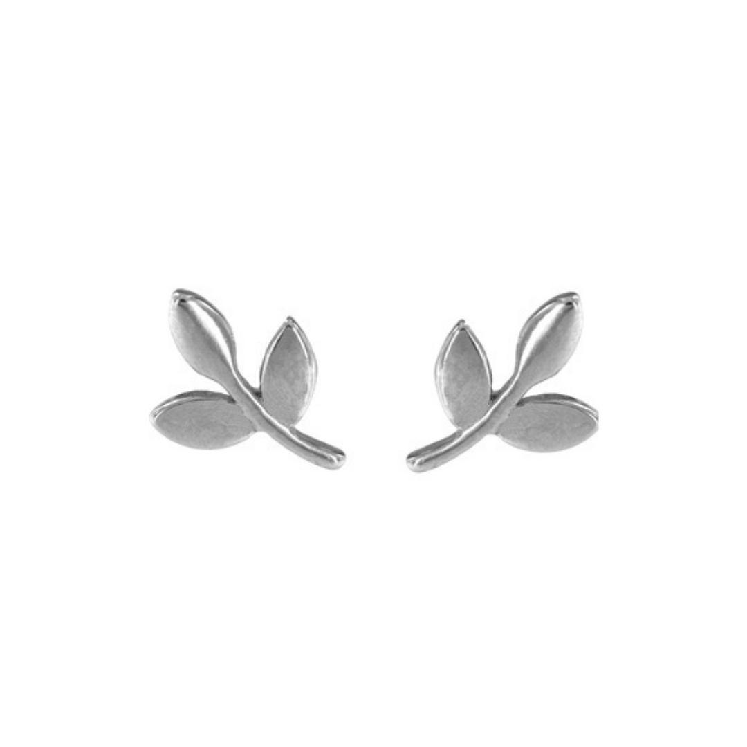 Leaf Pressure Earrings in Silver