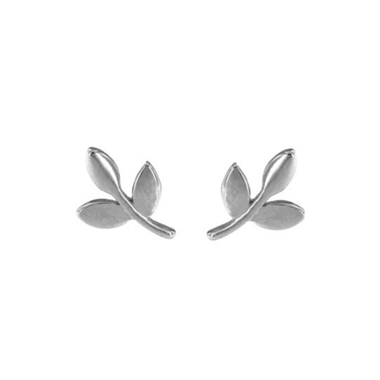 Leaf Pressure Earrings in Silver