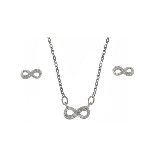 Conjunto Infinitos en plata con circonitas blancas