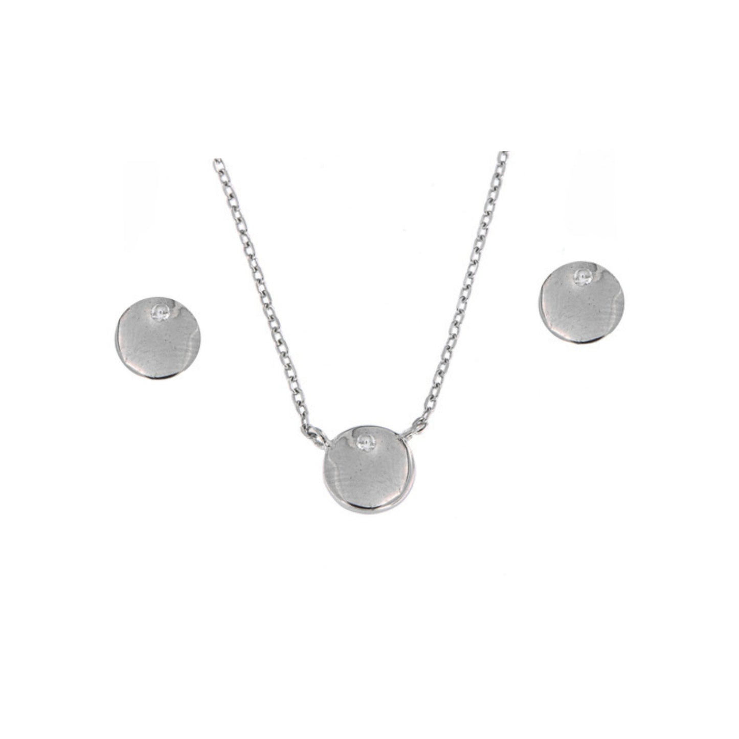 Circles set in silver with white zircons