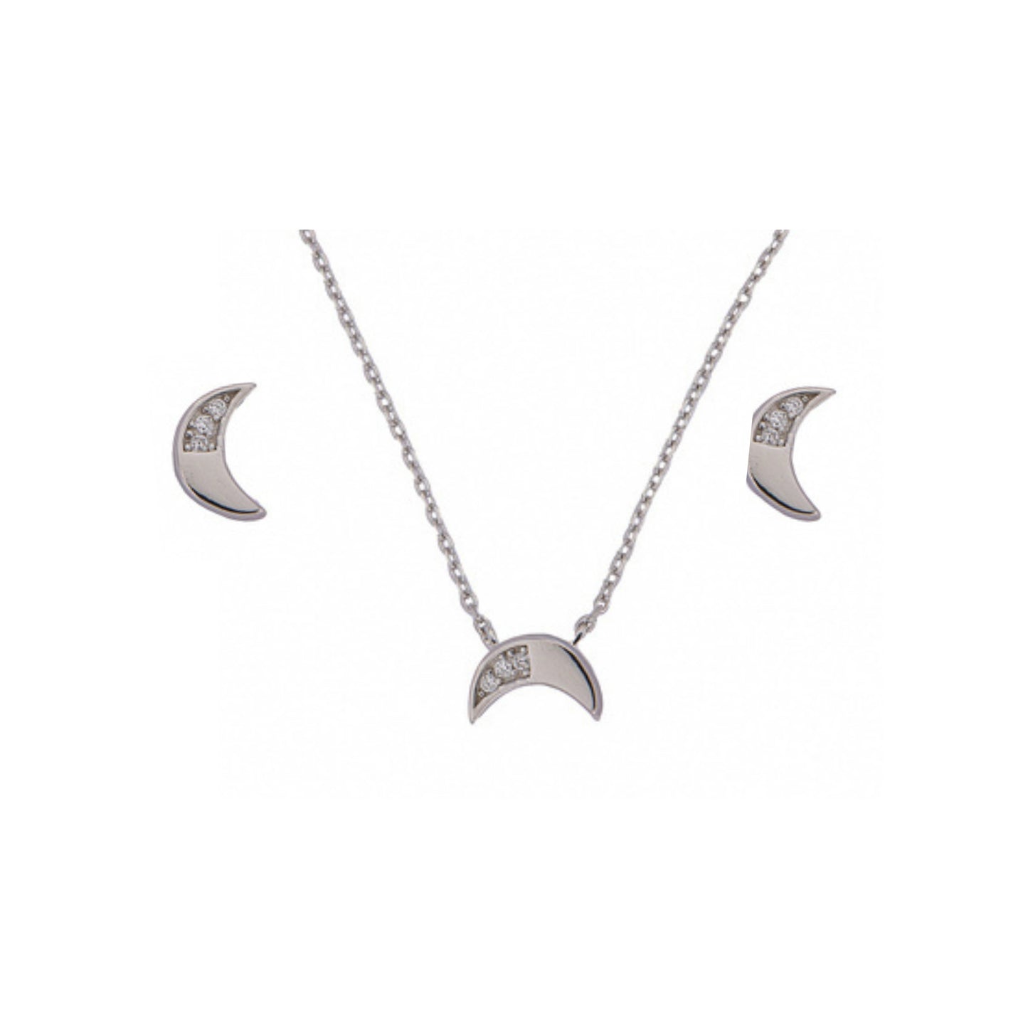 Conjunto Lunas en plata con circonitas blancas