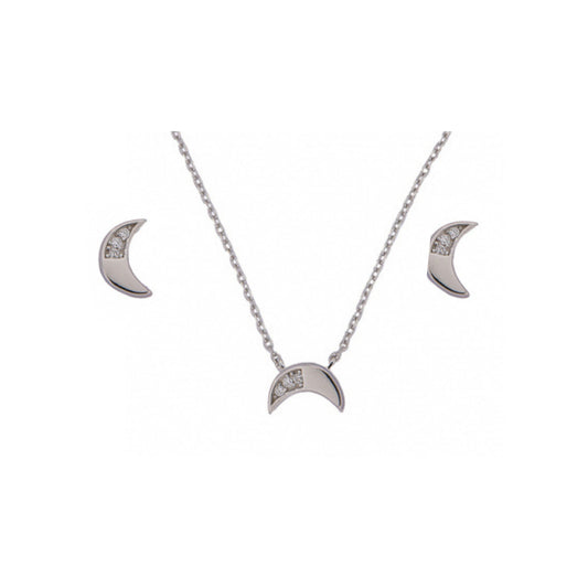 Lunas set in silver with white zircons