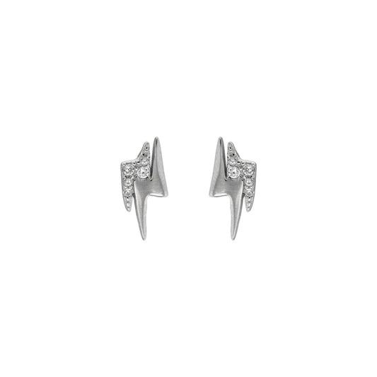 Thunder earrings in silver, decorated with small white zircons